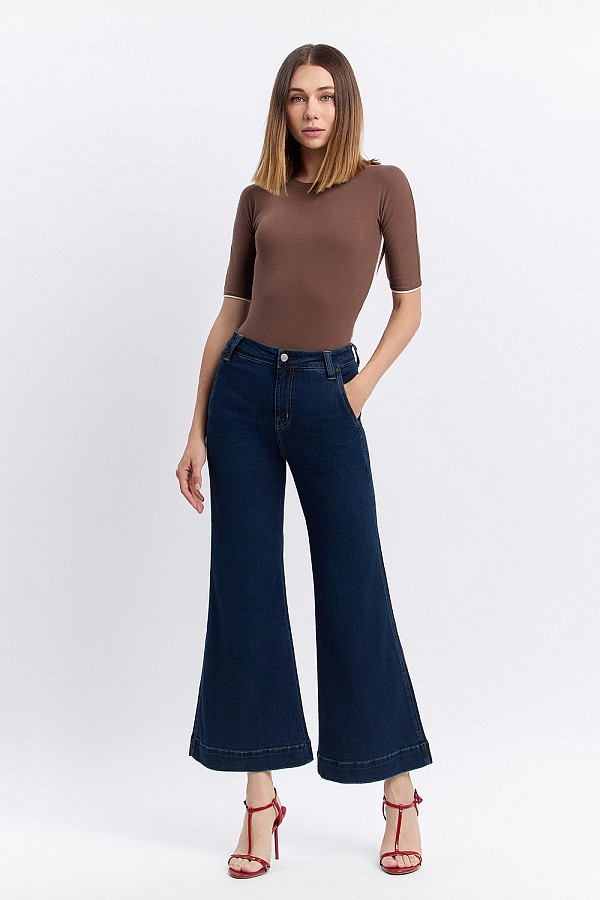 HIGH RISE ANKLE WIDE LEG JEANS F592...